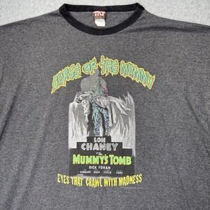 Vintage Curse of the Mummy Lon Chaney Mummy's Tomb Monsters Sz XL Ringer Shirt